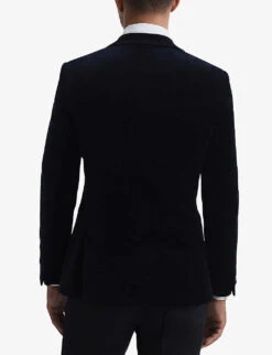 Reiss Ace Single-breasted Stretch-velvet Blazer -Gentlemen Style Shop R03924671 NAVY ALT03