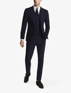 Reiss Bold Slim-fit Wool Waistcoat -Gentlemen Style Shop R03924757 NAVY ALT05