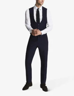 Reiss Bold Slim-fit Horseshoe Wool Waistcoat -Gentlemen Style Shop R03924758 NAVY ALT01