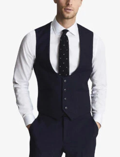 Reiss Bold Slim-fit Horseshoe Wool Waistcoat -Gentlemen Style Shop R03924758 NAVY ALT02