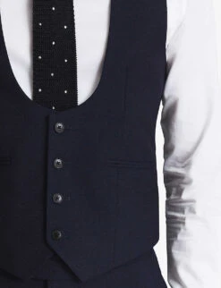 Reiss Bold Slim-fit Horseshoe Wool Waistcoat -Gentlemen Style Shop R03924758 NAVY ALT04