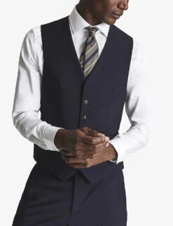 Reiss Hope Travel Wool-blend Fitted Waistcoat 9 Reiss Hope Travel Wool-blend Fitted Waistcoat -Gentlemen Style Shop R03924767 NAVY ALT02