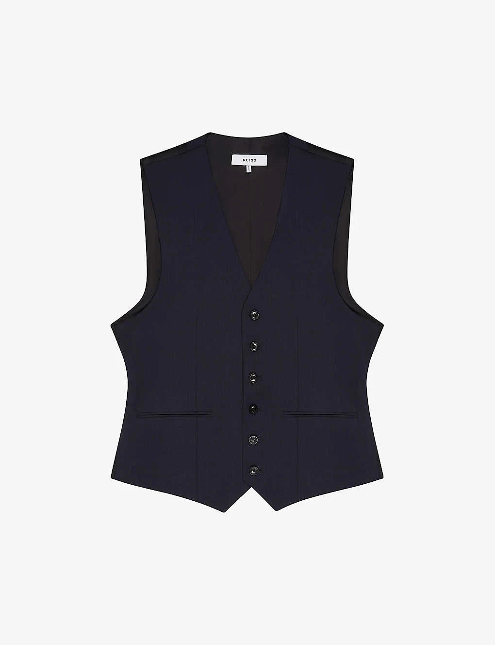 Reiss Hope Travel Wool-blend Fitted Waistcoat 2 Reiss Hope Travel Wool-blend Fitted Waistcoat