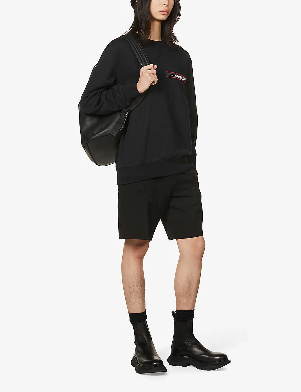 Alexander McQueen Logo-tape Crewneck Cotton Sweatshirt 4 Alexander McQueen Logo-tape Crewneck Cotton Sweatshirt - Image 2