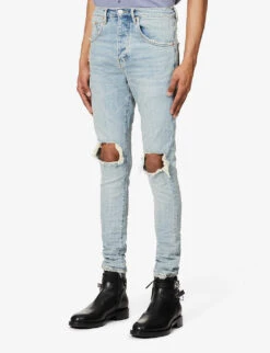 Ripped-knee Regular-fit Stretch-denim Jeans -Gentlemen Style Shop R03932747 LIGHTINDIGOBLOWOUT ALT02