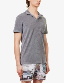 ORLEBAR BROWN Terry Brand-tab Relaxed-fit Cotton Polo Shirt 9 ORLEBAR BROWN Terry Brand-tab Relaxed-fit Cotton Polo Shirt -Gentlemen Style Shop R03935124 GRANITE ALT02
