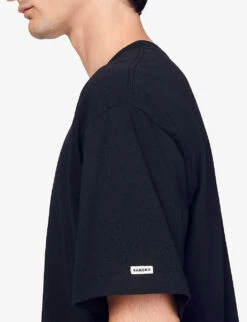 Sandro Tubular Relaxed-fit Organic-cotton T-shirt -Gentlemen Style Shop R03948132 NOIRGRIS ALT04