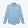 Reiss Nate Curved-hem Slim-fit Cotton-blend Shirt 1 Reiss Nate Curved-hem Slim-fit Cotton-blend Shirt -Gentlemen Style Shop R03955439 SOFTBLUE M