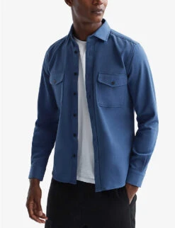 Reiss Arlo Patch-pocket Cotton Overshirt -Gentlemen Style Shop R03958187 AIRFORCEBLUE ALT02