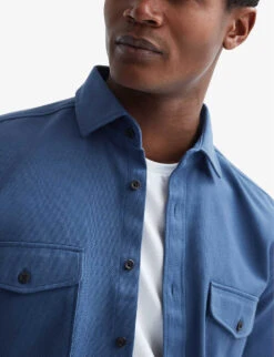 Reiss Arlo Patch-pocket Cotton Overshirt -Gentlemen Style Shop R03958187 AIRFORCEBLUE ALT04
