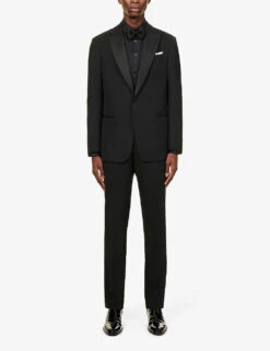 Giorgio Armani Regular-fit Wool-twill Tuxedo 13 Giorgio Armani Regular-fit Wool-twill Tuxedo -Gentlemen Style Shop R03965136 BLACK ALT02
