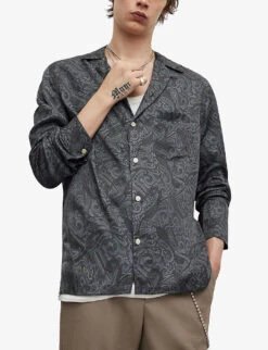 AllSaints Nidaros Paisley-print Woven Shirt -Gentlemen Style Shop R03966447 BLACK ALT02