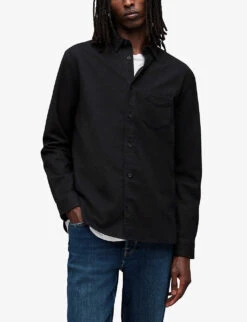 AllSaints Arden Relaxed-fit Organic-cotton Shirt -Gentlemen Style Shop R03966466 JETBLACK ALT02
