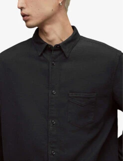 AllSaints Arden Relaxed-fit Organic-cotton Shirt -Gentlemen Style Shop R03966466 JETBLACK ALT04