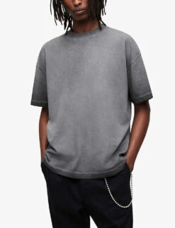AllSaints Parc Faded-wash Cotton T-shirt -Gentlemen Style Shop R03969504 WASHEDBLACK ALT02