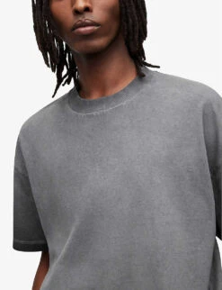 AllSaints Parc Faded-wash Cotton T-shirt -Gentlemen Style Shop R03969504 WASHEDBLACK ALT04