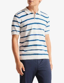 Ted Baker Cromer Stripe-print Cotton Polo 8 Ted Baker Cromer Stripe-print Cotton Polo -Gentlemen Style Shop R03979656 ECRU ALT02