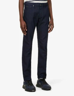 Emporio Armani Micro Dot Slim-fit Mid-rise Cotton-blend Jeans -Gentlemen Style Shop R03981648 BLU ALT02