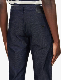 Emporio Armani Micro Dot Slim-fit Mid-rise Cotton-blend Jeans -Gentlemen Style Shop R03981648 BLU ALT04