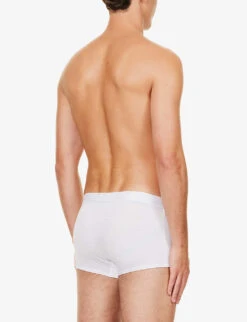 Branded-waistband Stretch-jersey Trunks -Gentlemen Style Shop R03984237 WHITE ALT02