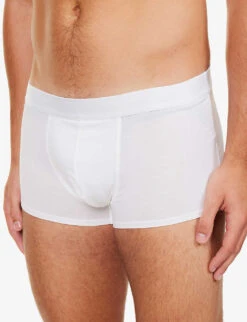 Branded-waistband Stretch-jersey Trunks -Gentlemen Style Shop R03984237 WHITE ALT03
