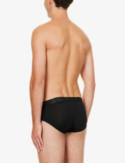 Branded-waistband Stretch-jersey Briefs 8 Branded-waistband Stretch-jersey Briefs -Gentlemen Style Shop R03984249 BLACK ALT02