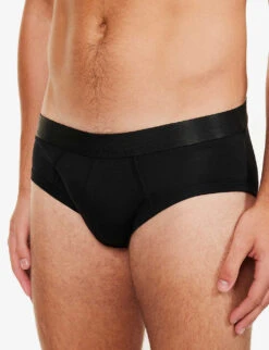 Branded-waistband Stretch-jersey Briefs 9 Branded-waistband Stretch-jersey Briefs -Gentlemen Style Shop R03984249 BLACK ALT03