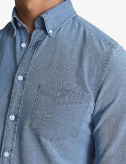 Reiss Sark Patch-pocket Regular-fit Chambray Cotton Shirt -Gentlemen Style Shop R03993340 BLUE ALT04