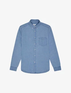 Reiss Sark Patch-pocket Regular-fit Chambray Cotton Shirt