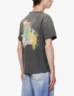 Blue Face Graphic-print Boxy-fit Cotton-jersey T-shirt -Gentlemen Style Shop R03993593 BLACK ALT03