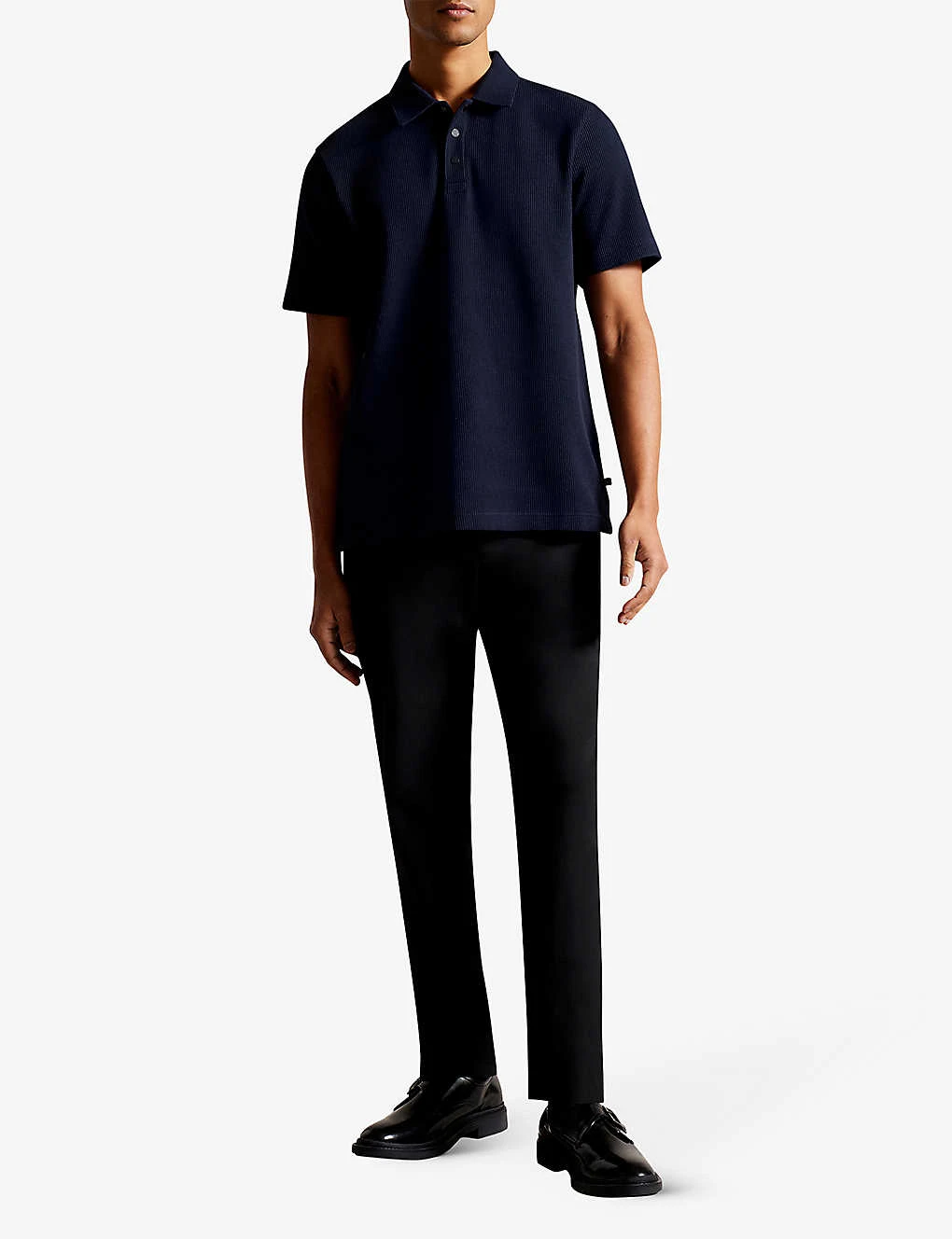 Ted Baker Bute Textured-detail Stretch-cotton Polo 4 Ted Baker Bute Textured-detail Stretch-cotton Polo - Image 2