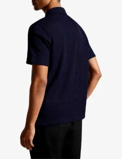 Ted Baker Bute Textured-detail Stretch-cotton Polo 9 Ted Baker Bute Textured-detail Stretch-cotton Polo -Gentlemen Style Shop R03995488 NAVY ALT03