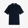 Ted Baker Bute Textured-detail Stretch-cotton Polo 1 Ted Baker Bute Textured-detail Stretch-cotton Polo -Gentlemen Style Shop R03995488 NAVY M