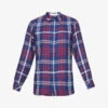 Unisex Lapis Lazuli Checked Cashmere Shirt 2 Unisex Lapis Lazuli Checked Cashmere Shirt -Gentlemen Style Shop R04001649 FA9NAVYORCHID M