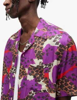 AllSaints Bastille Leopard-print Woven Shirt -Gentlemen Style Shop R04002950 OFFWHITE ALT04