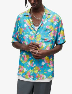 AllSaints Marino Floral-print Woven Shirt 9 AllSaints Marino Floral-print Woven Shirt -Gentlemen Style Shop R04008730 LIGHTBLUE ALT02