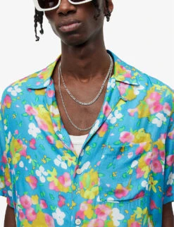 AllSaints Marino Floral-print Woven Shirt 11 AllSaints Marino Floral-print Woven Shirt -Gentlemen Style Shop R04008730 LIGHTBLUE ALT04