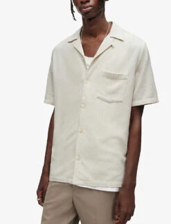 AllSaints Cudi Relaxed-fit Woven Shirt -Gentlemen Style Shop R04008753 ECRU ALT02