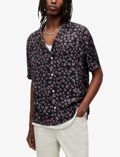 AllSaints Romantik Heart Leopard-print Woven Shirt -Gentlemen Style Shop R04008760 BLACK ALT02