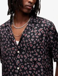 AllSaints Romantik Heart Leopard-print Woven Shirt -Gentlemen Style Shop R04008760 BLACK ALT04