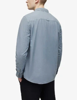 AllSaints Hermosa Ramskull-embroidered Cotton Shirt -Gentlemen Style Shop R04008772 CAMOBLUE ALT03