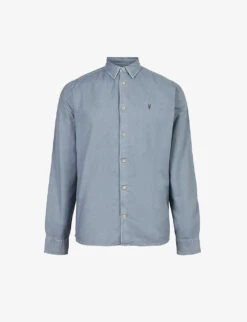 AllSaints Hermosa Ramskull-embroidered Cotton Shirt