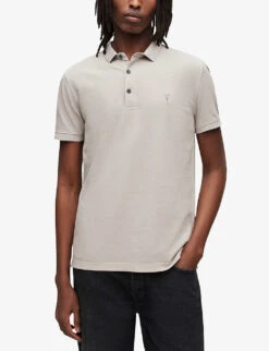 AllSaints Reform Brand-embroidered Organic-cotton Polo Shirt 9 AllSaints Reform Brand-embroidered Organic-cotton Polo Shirt -Gentlemen Style Shop R04012387 FROSTEDTAUPE ALT02