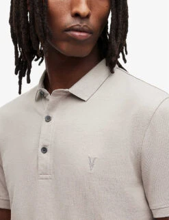AllSaints Reform Brand-embroidered Organic-cotton Polo Shirt 11 AllSaints Reform Brand-embroidered Organic-cotton Polo Shirt -Gentlemen Style Shop R04012387 FROSTEDTAUPE ALT04