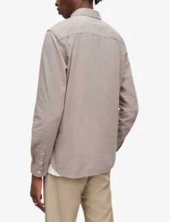 AllSaints Lovell Ramskull-embroidered Slim-fit Cotton Shirt -Gentlemen Style Shop R04057046 BAYLEAFTAUPE ALT03