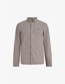 AllSaints Lovell Ramskull-embroidered Slim-fit Cotton Shirt