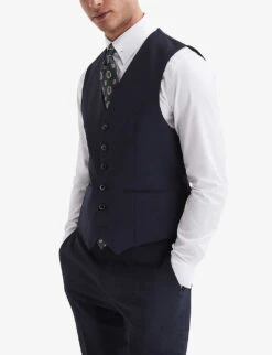 Reiss Hope Regular-fit Stretch-woven Waistcoat -Gentlemen Style Shop R04068029 NAVY ALT02