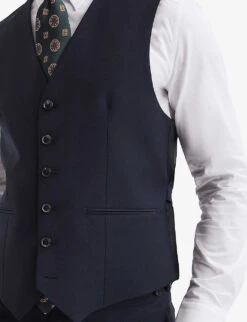 Reiss Hope Regular-fit Stretch-woven Waistcoat -Gentlemen Style Shop R04068029 NAVY ALT04