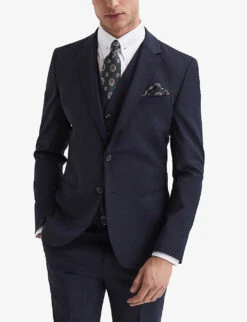 Reiss Hope Regular-fit Stretch-woven Waistcoat -Gentlemen Style Shop R04068029 NAVY ALT05