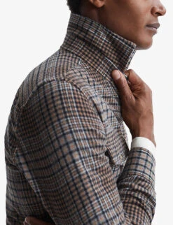 Reiss Marley Brushed Wool-blend Shirt 11 Reiss Marley Brushed Wool-blend Shirt -Gentlemen Style Shop R04068112 CAMELBLUECHEC ALT04